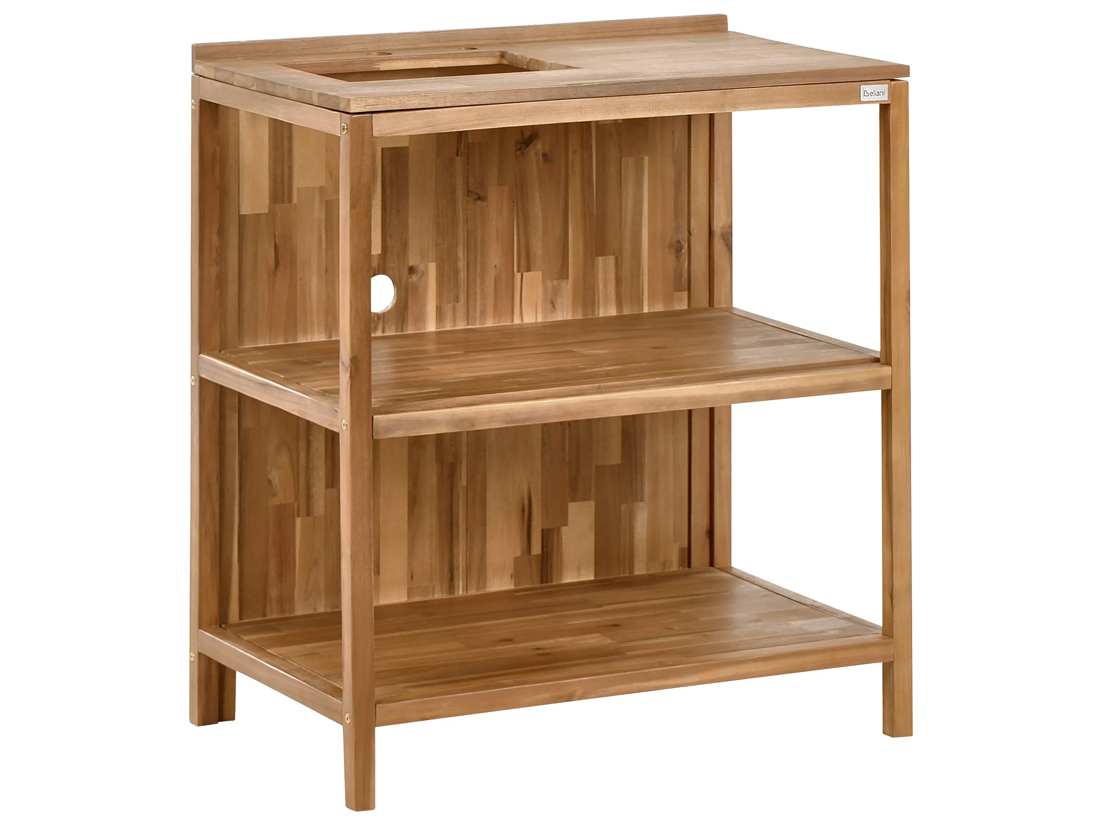 Îlot de cuisine extérieure avec évier Bois d'acacia Marron/Noir Marron