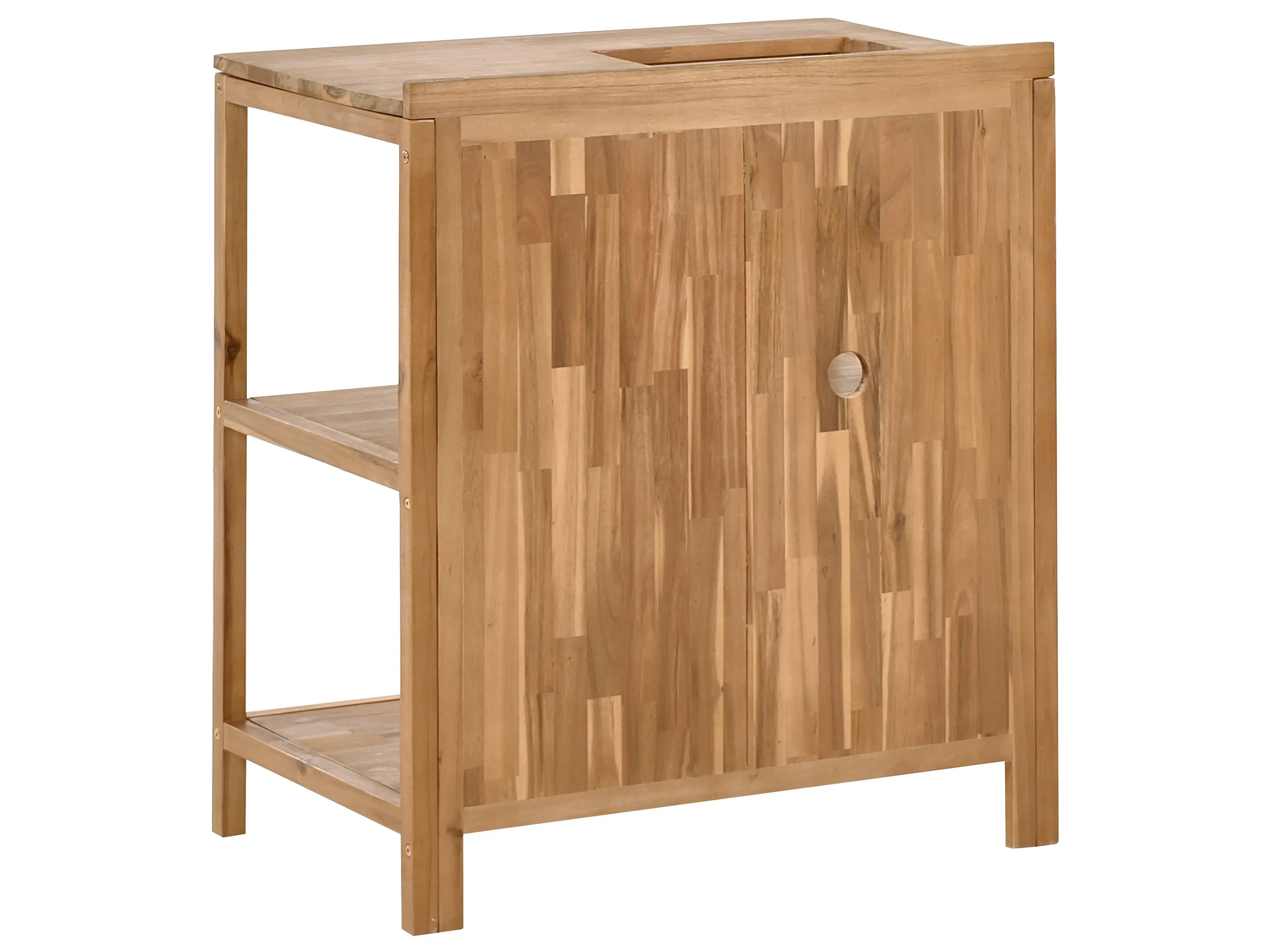 Îlot de cuisine extérieure avec évier Bois d'acacia Marron/Noir Marron