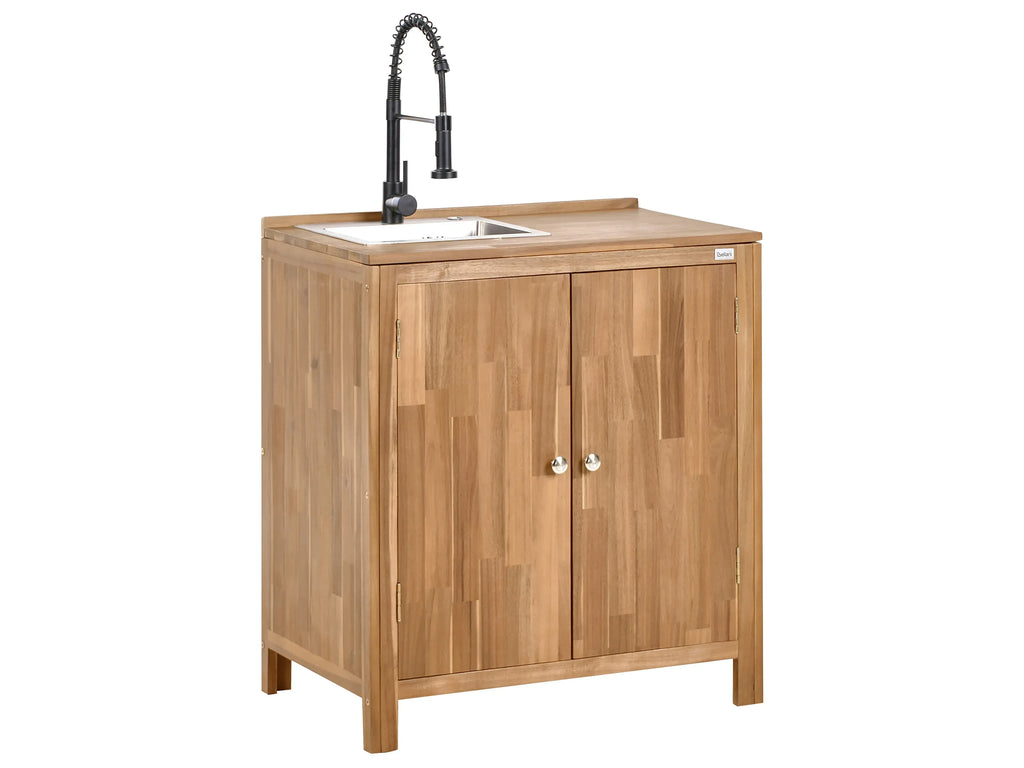 Mobile da cucina per esterni con lavello  Legno d'acacia Marrone/Nero