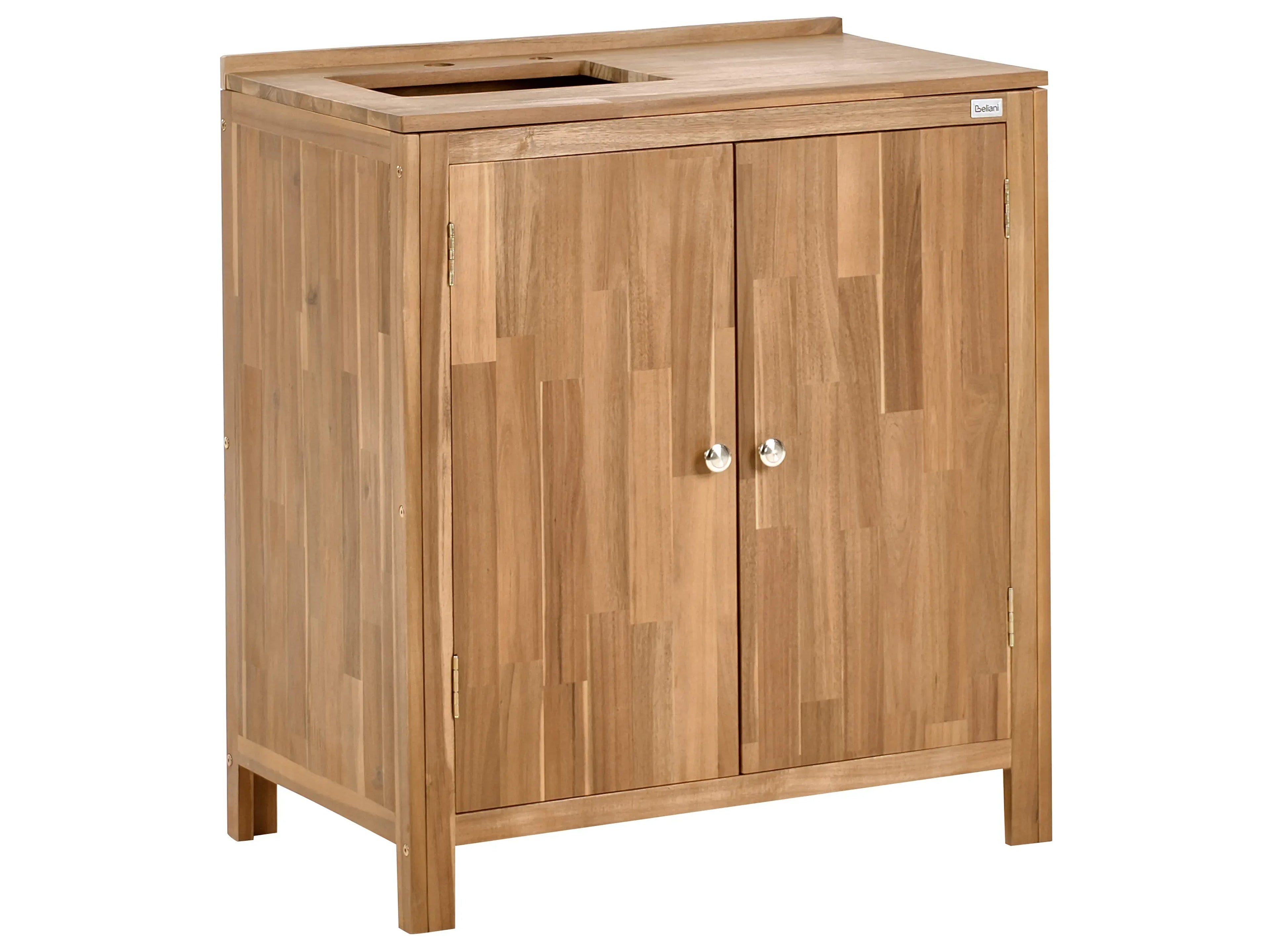 Meuble de cuisine extérieur avec évier Bois d'acacia Marron/Noir