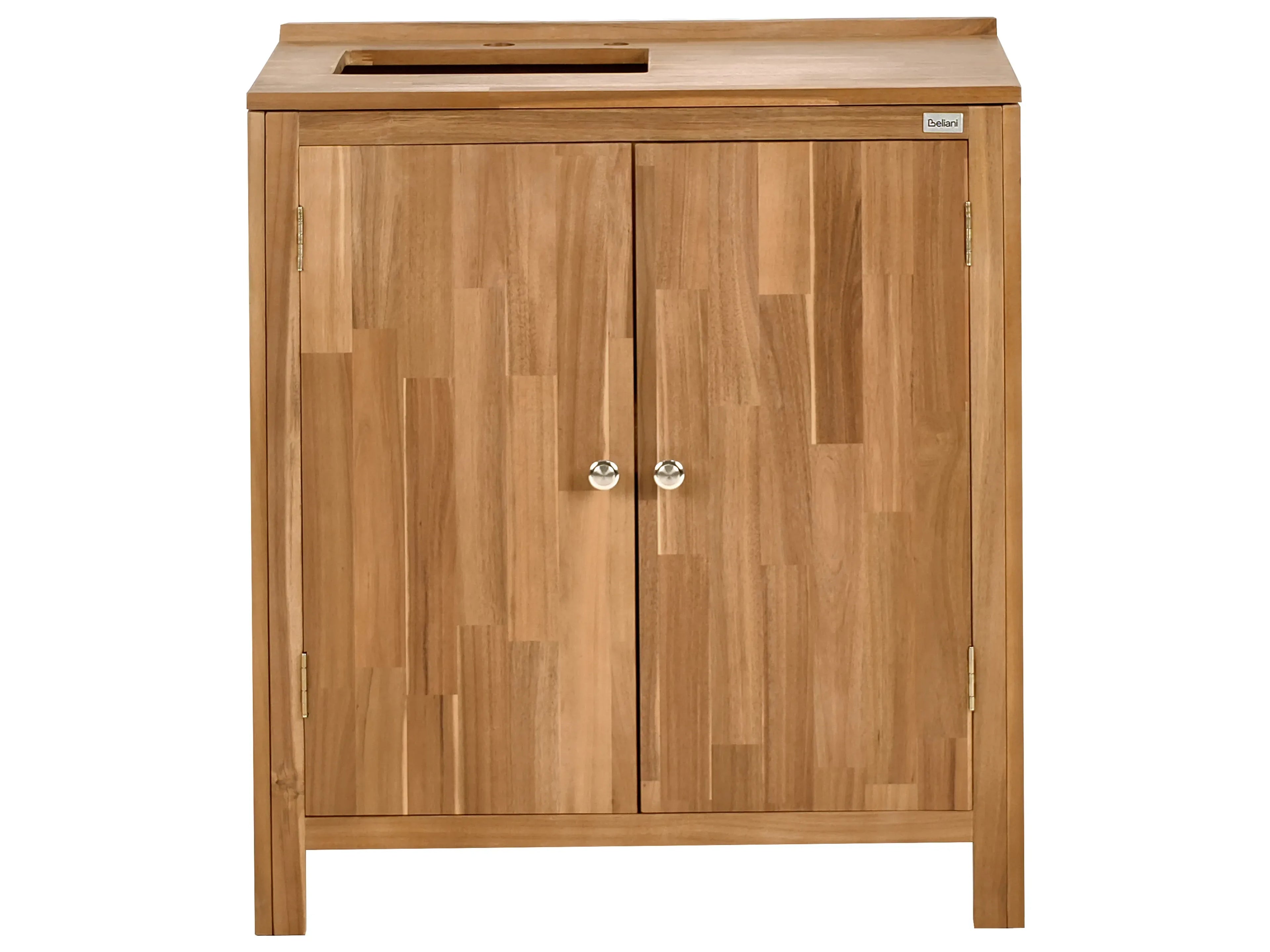 Meuble de cuisine extérieur avec évier Bois d'acacia Marron/Noir