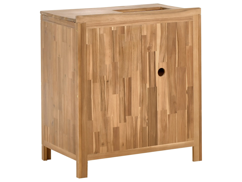 Meuble de cuisine extérieur avec évier Bois d'acacia Marron/Noir