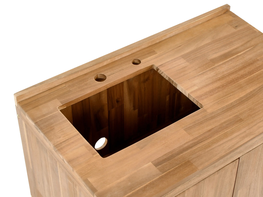 Meuble de cuisine extérieur avec évier Bois d'acacia Marron/Noir