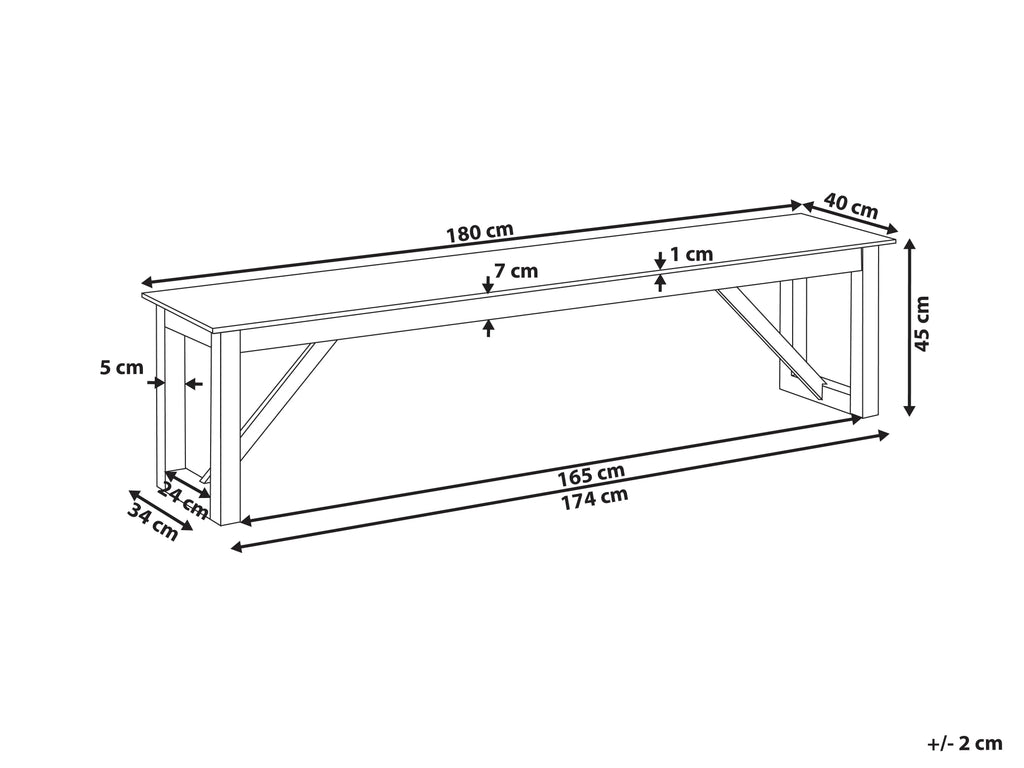 Banc de jardin 180 cm Ciment Gris
