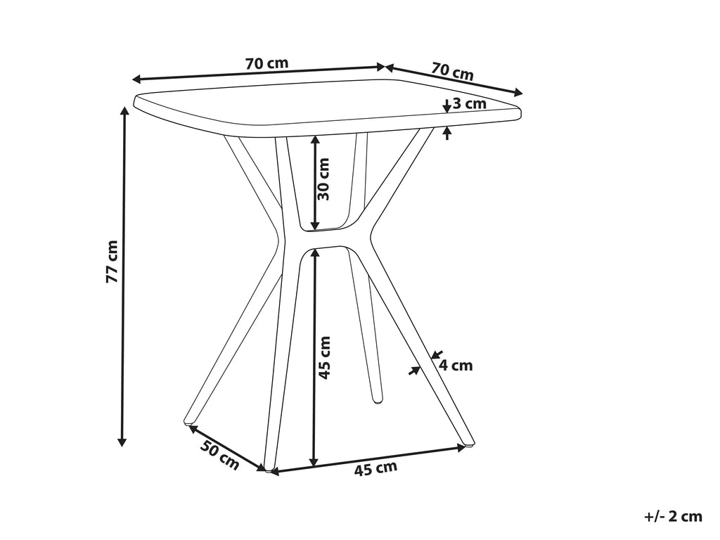 Table de jardin à manger 70 cm 70 cm Noir
