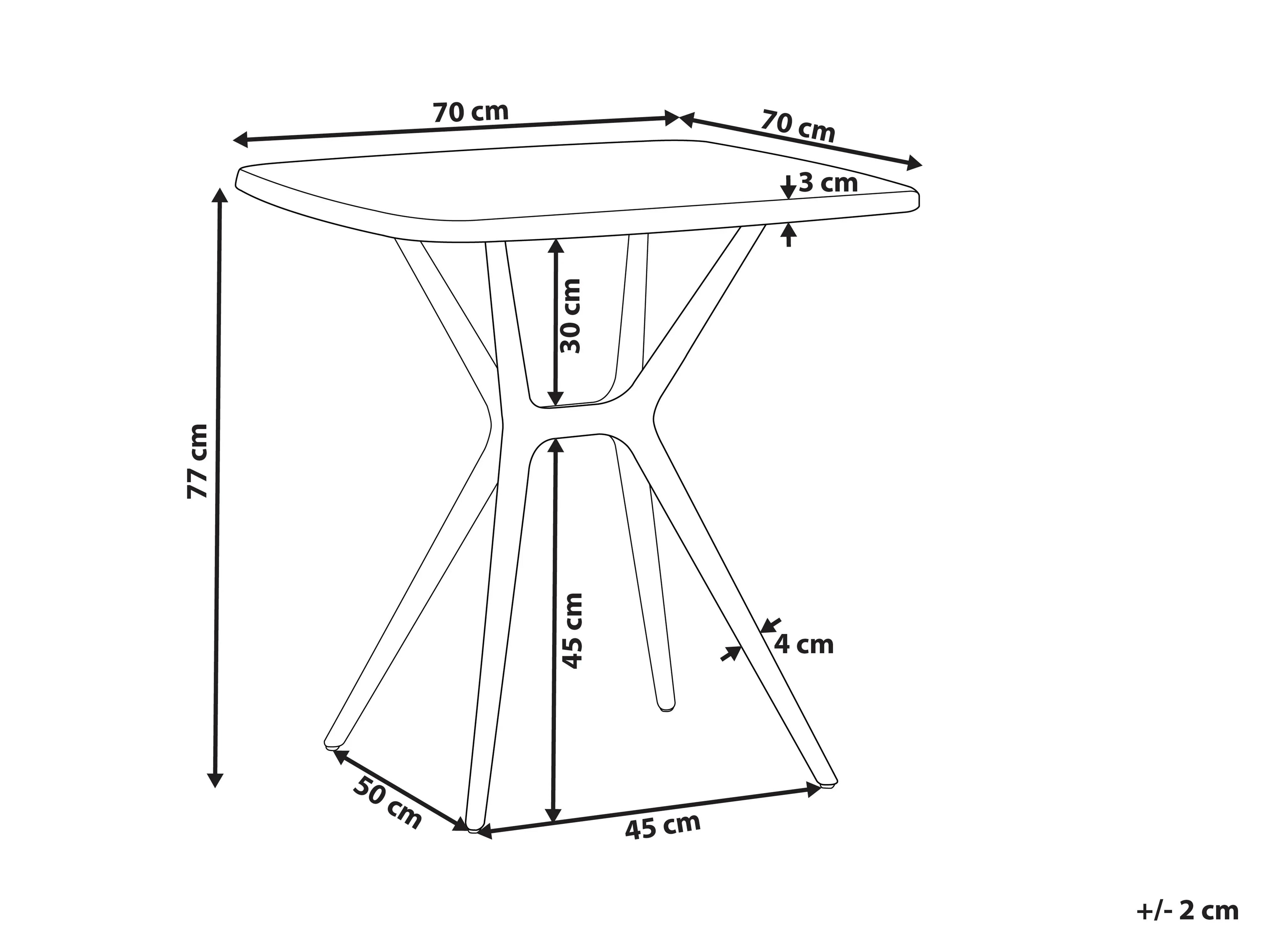 Table de jardin à manger 70 cm 70 cm Noir