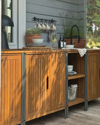 Étagère de rangement d'extérieur en bois d'acacia certifié, marron