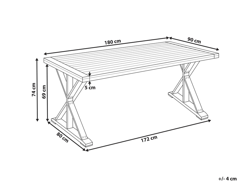 Table de salle à manger de jardin 90 cm 180 cm Bois d'acacia Marron