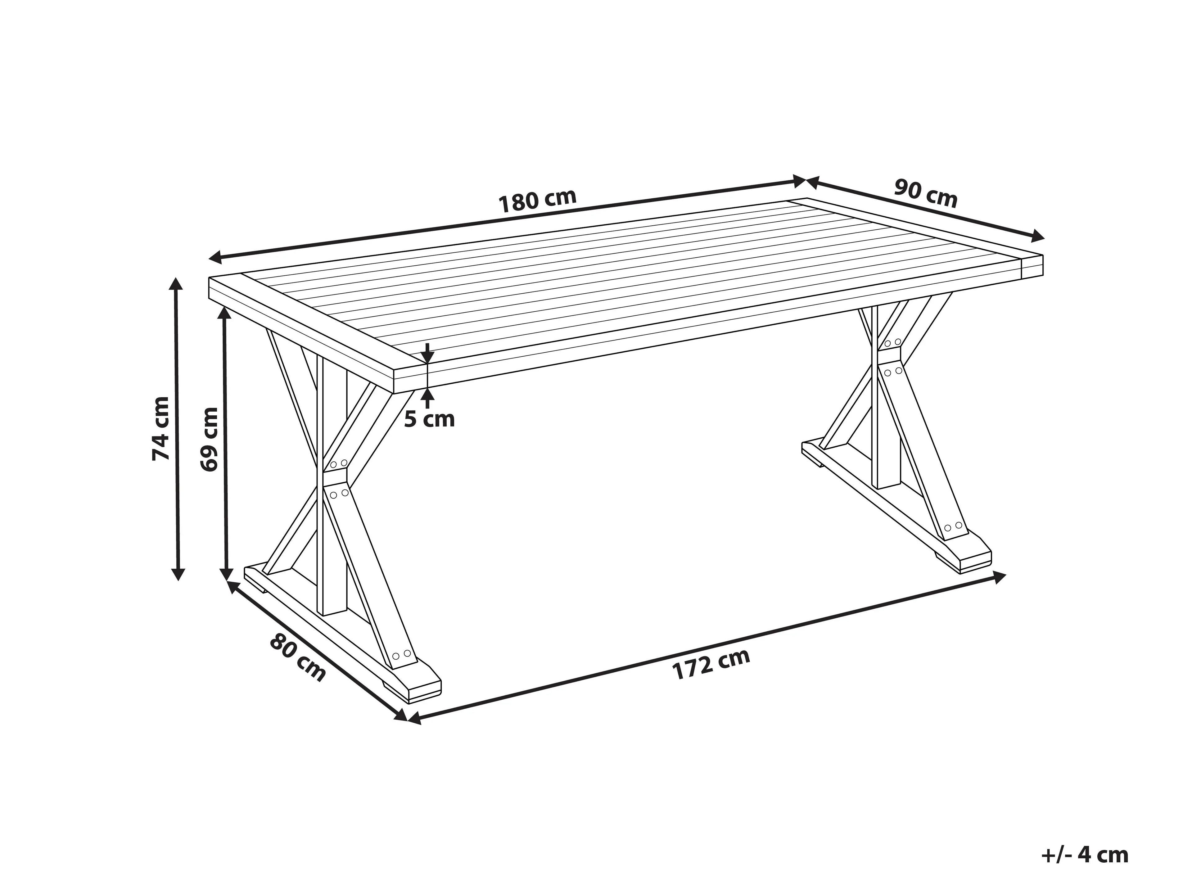 Table de salle à manger de jardin 90 cm 180 cm Bois d'acacia Marron