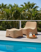 Fauteuil de jardin avec pouf Rotin Naturel