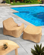 Fauteuil de jardin avec pouf Rotin Naturel