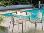 Table de salle à manger de jardin 80 cm 80 cm Métal Beige clair
