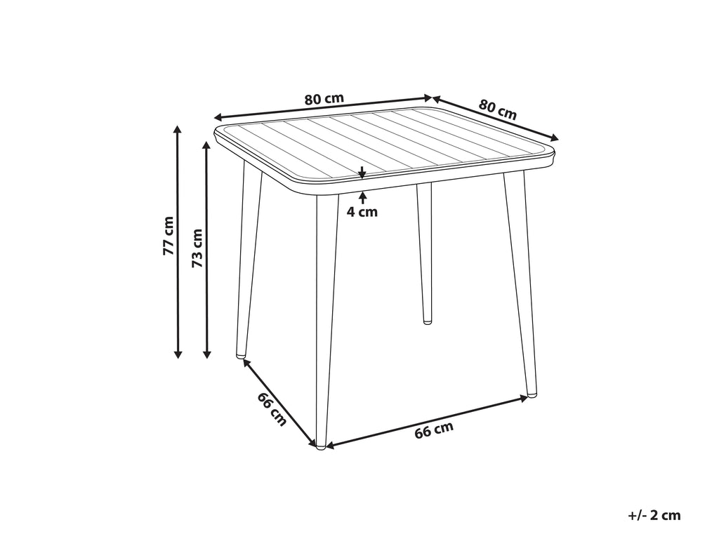 Table de salle à manger de jardin 80 cm 80 cm Métal Beige clair