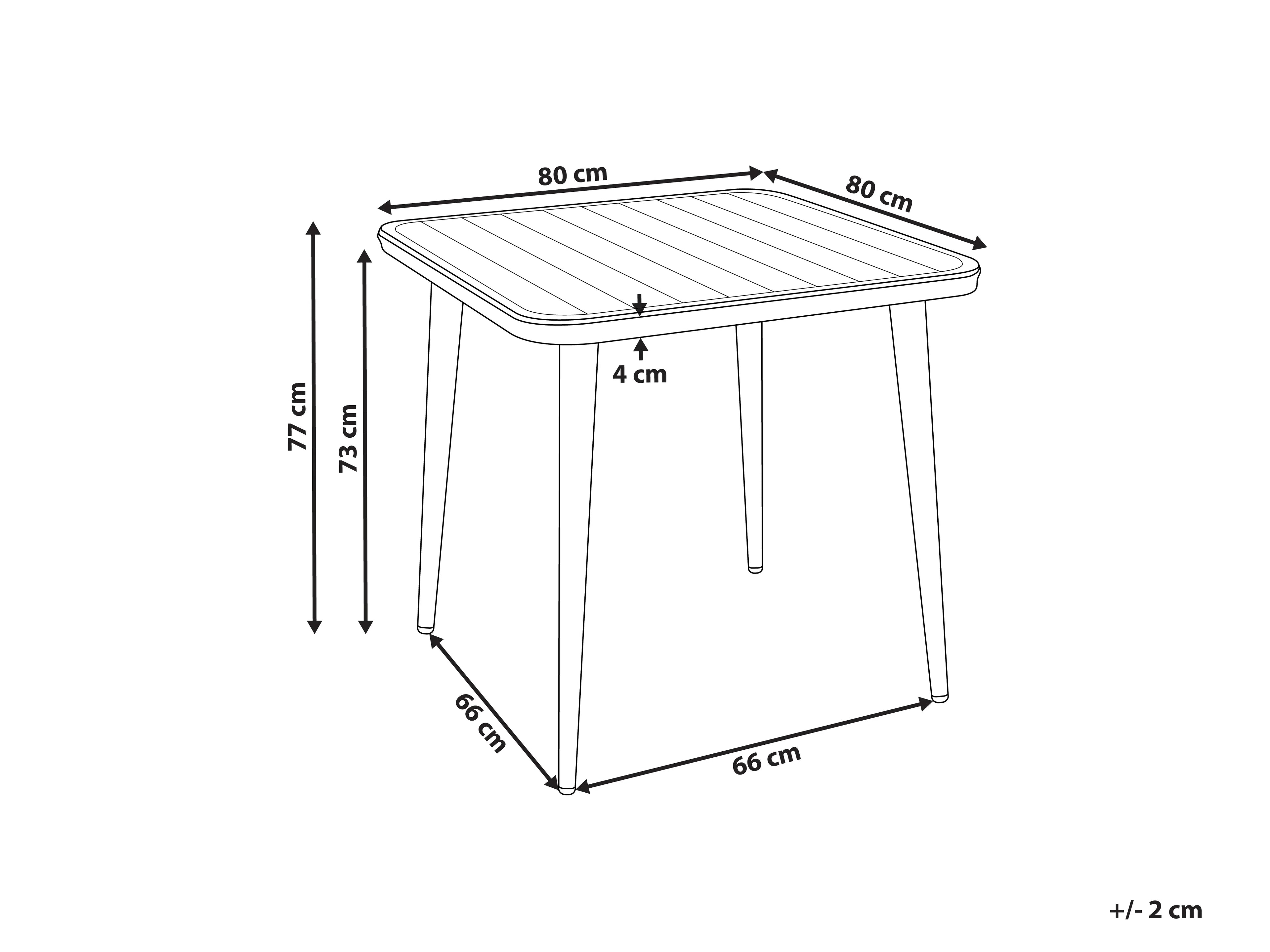 Table de salle à manger de jardin 80 cm 80 cm Métal Beige clair