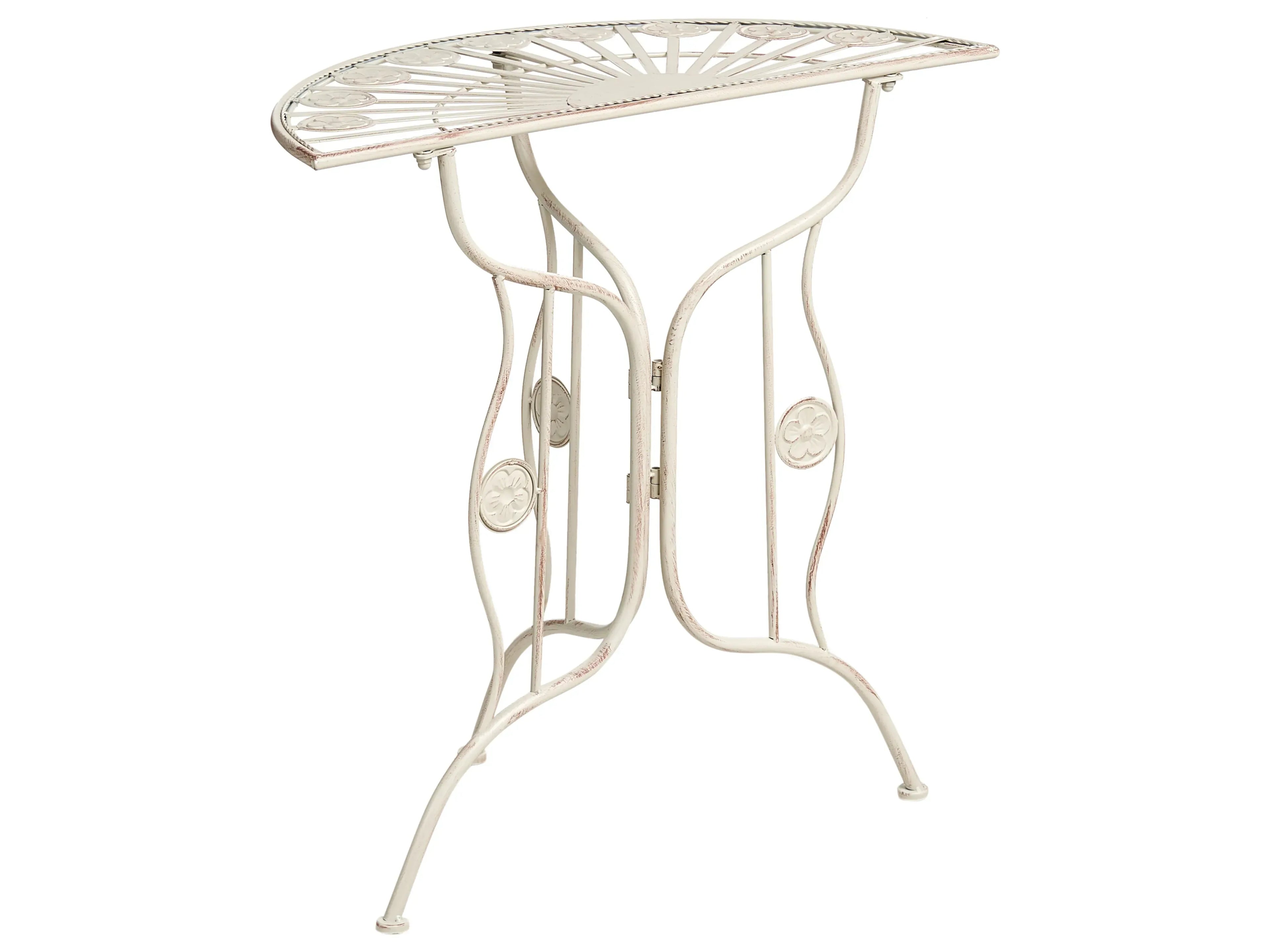 Table bistrot 80 cm 37 cm Métal beige clair
