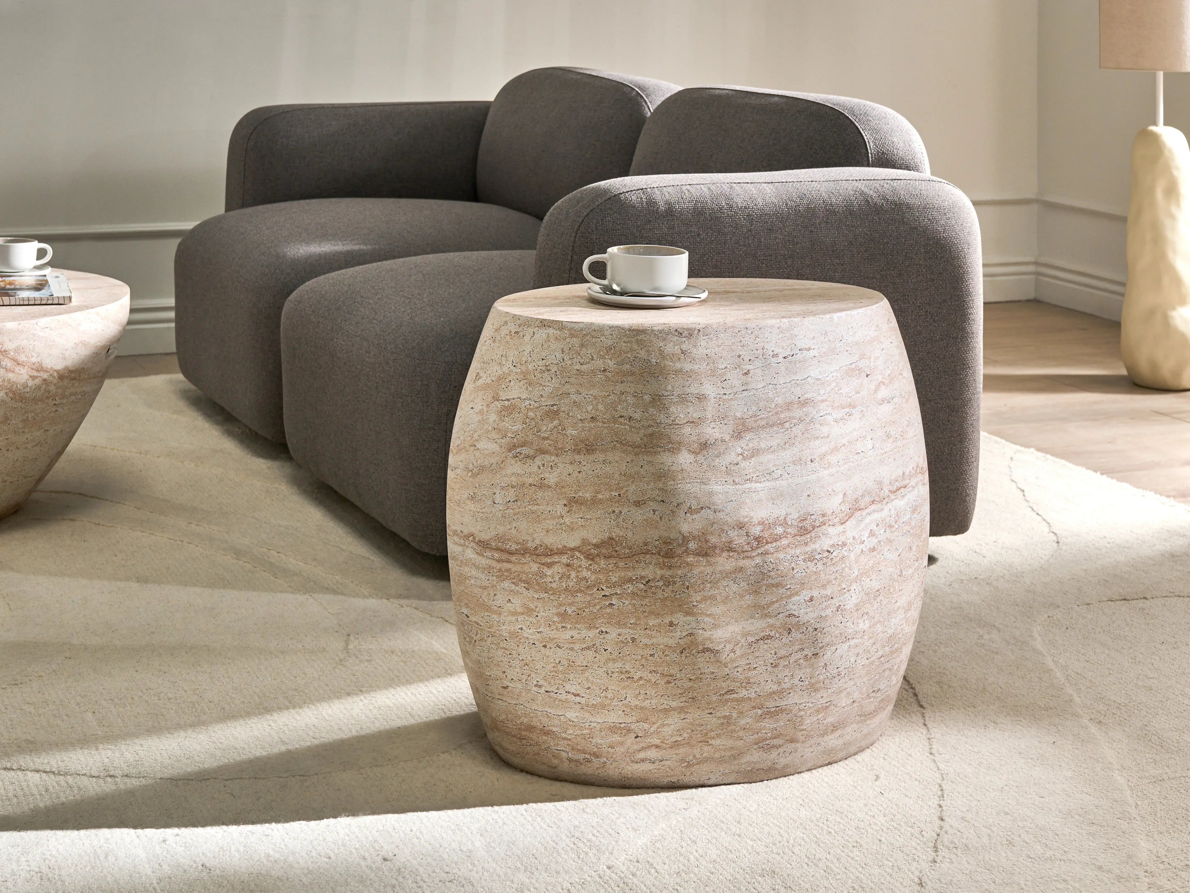 Table basse 40 cm 58 cm Effet travertin