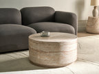 Table basse 70 cm x 70 cm Effet travertin