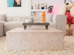 Table basse 90 cm 66 cm Effet travertin