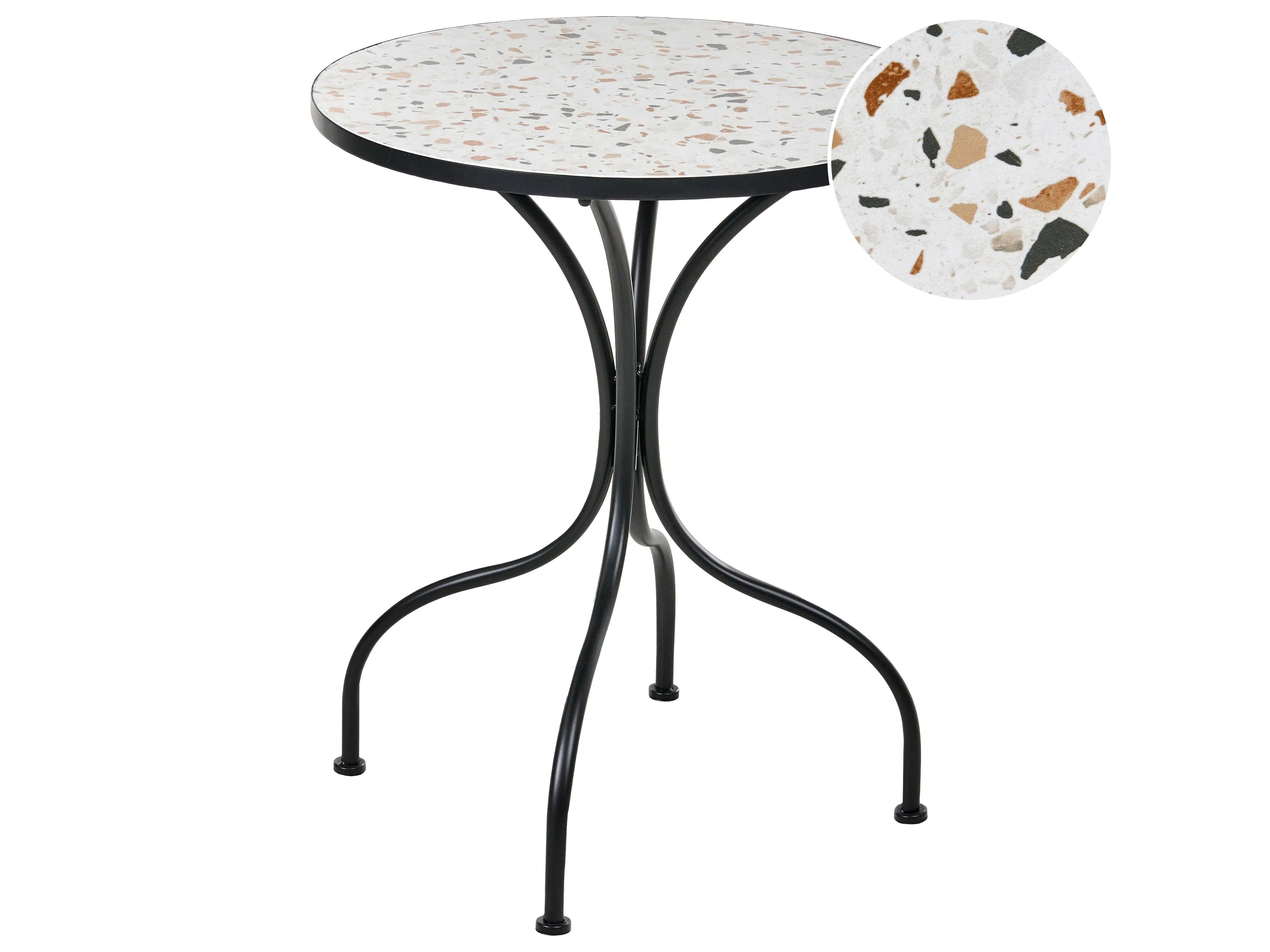 Tavolino Bistrot  60 cm 60 cm Effetto terrazzo Metallo Nero