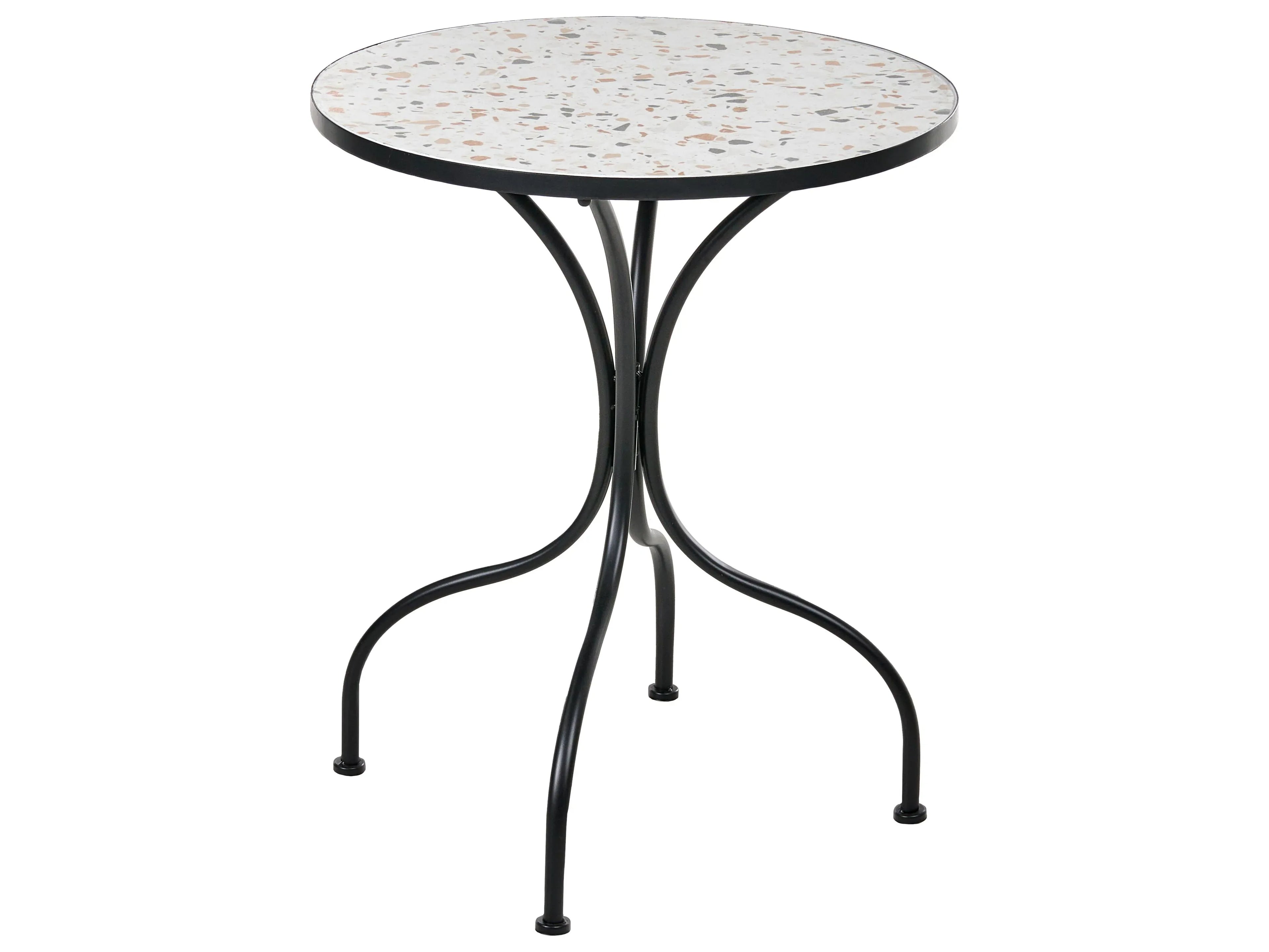 Table de bistrot 60 cm 60 cm Effet terrazzo Métal Noir