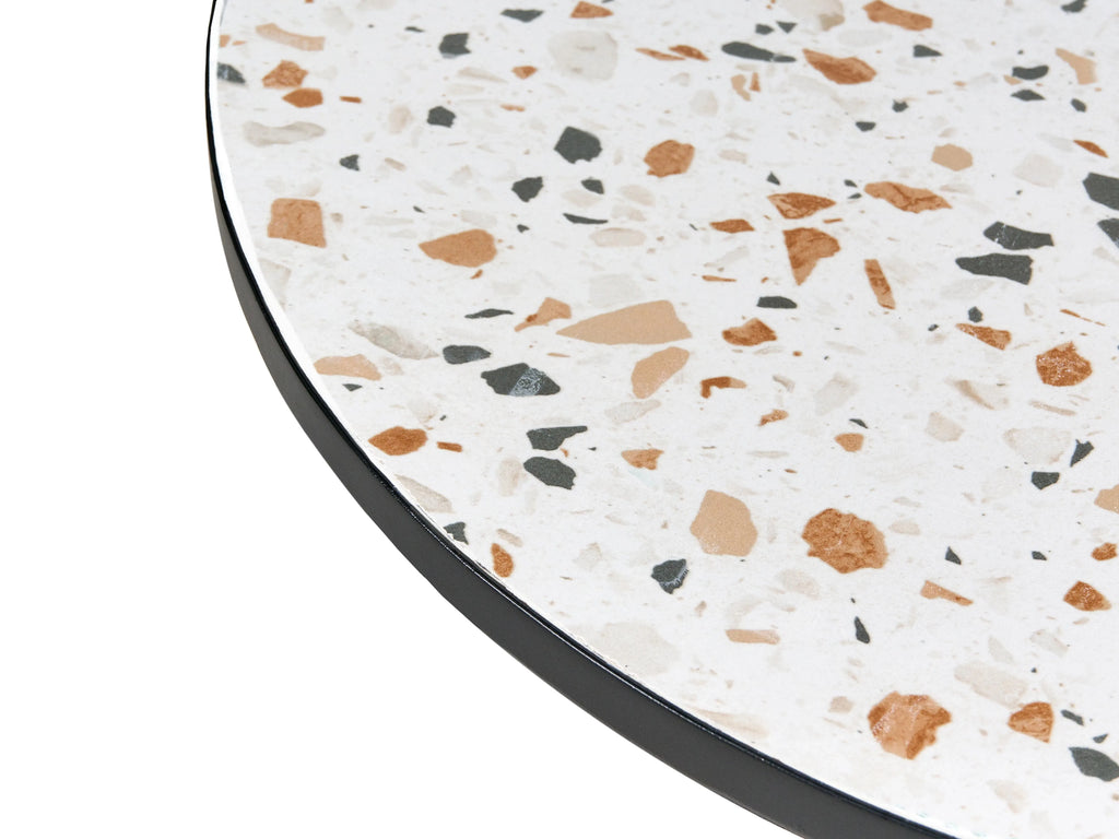 Table de bistrot 60 cm 60 cm Effet terrazzo Métal Noir