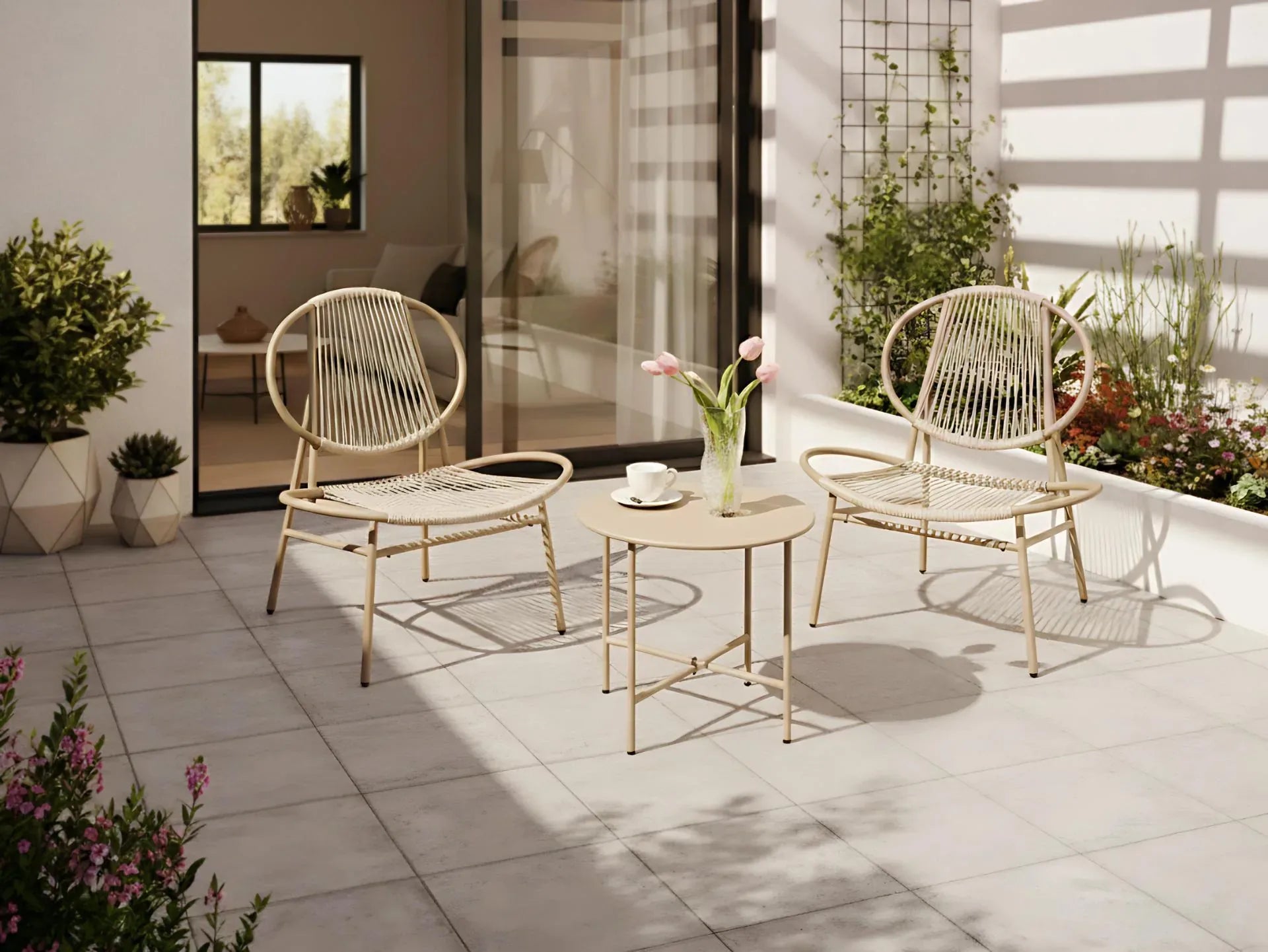 Chaise de jardin en rotin synthétique (PE) Beige