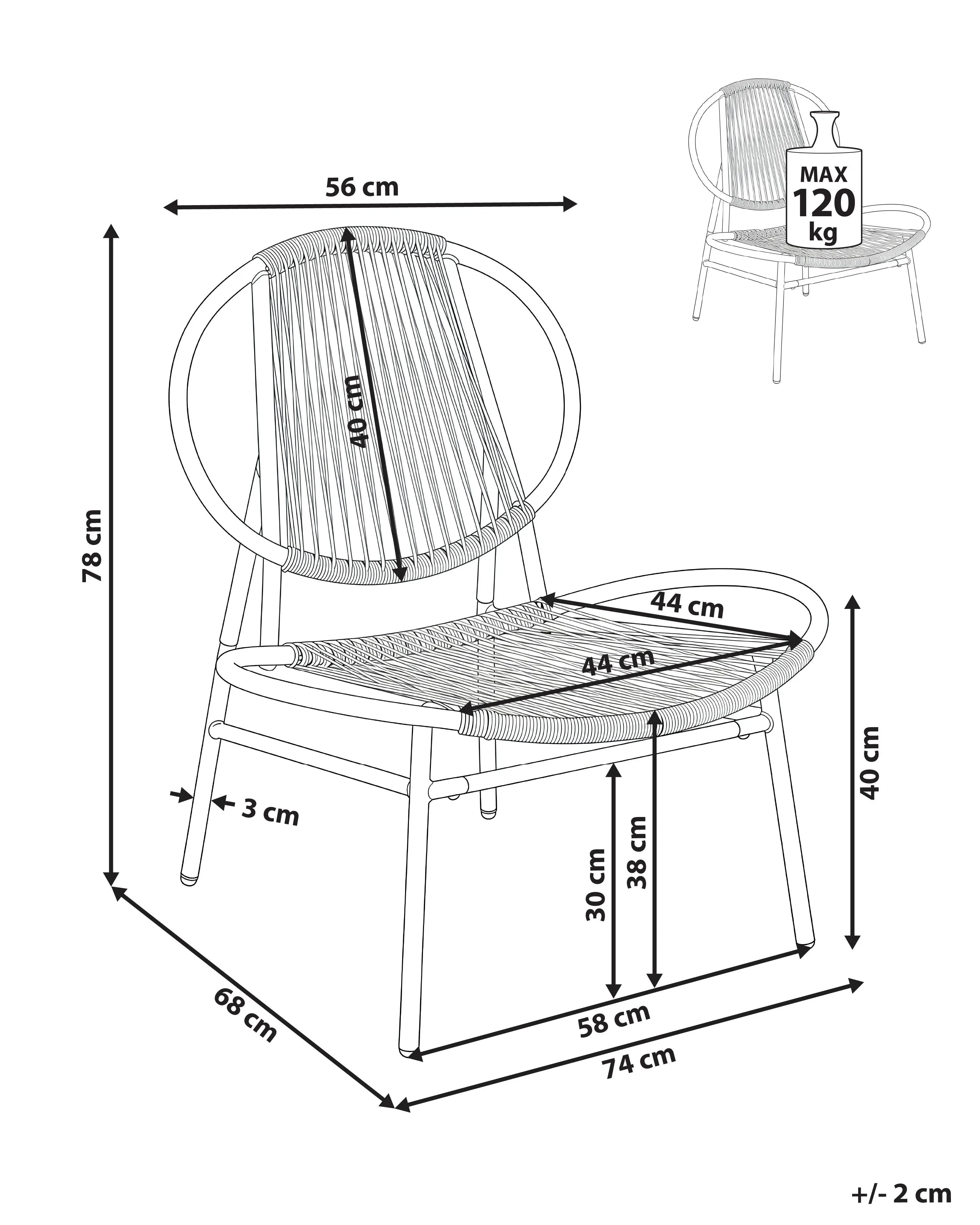 Chaise de jardin en rotin synthétique (PE) Beige