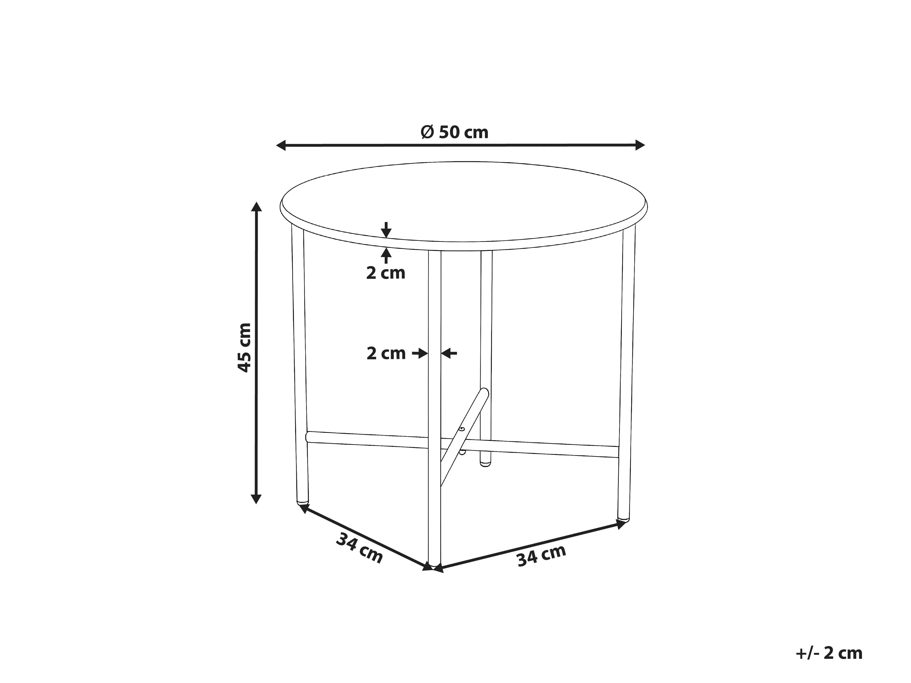 Table de bistrot 50 cm 50 cm Métal Beige
