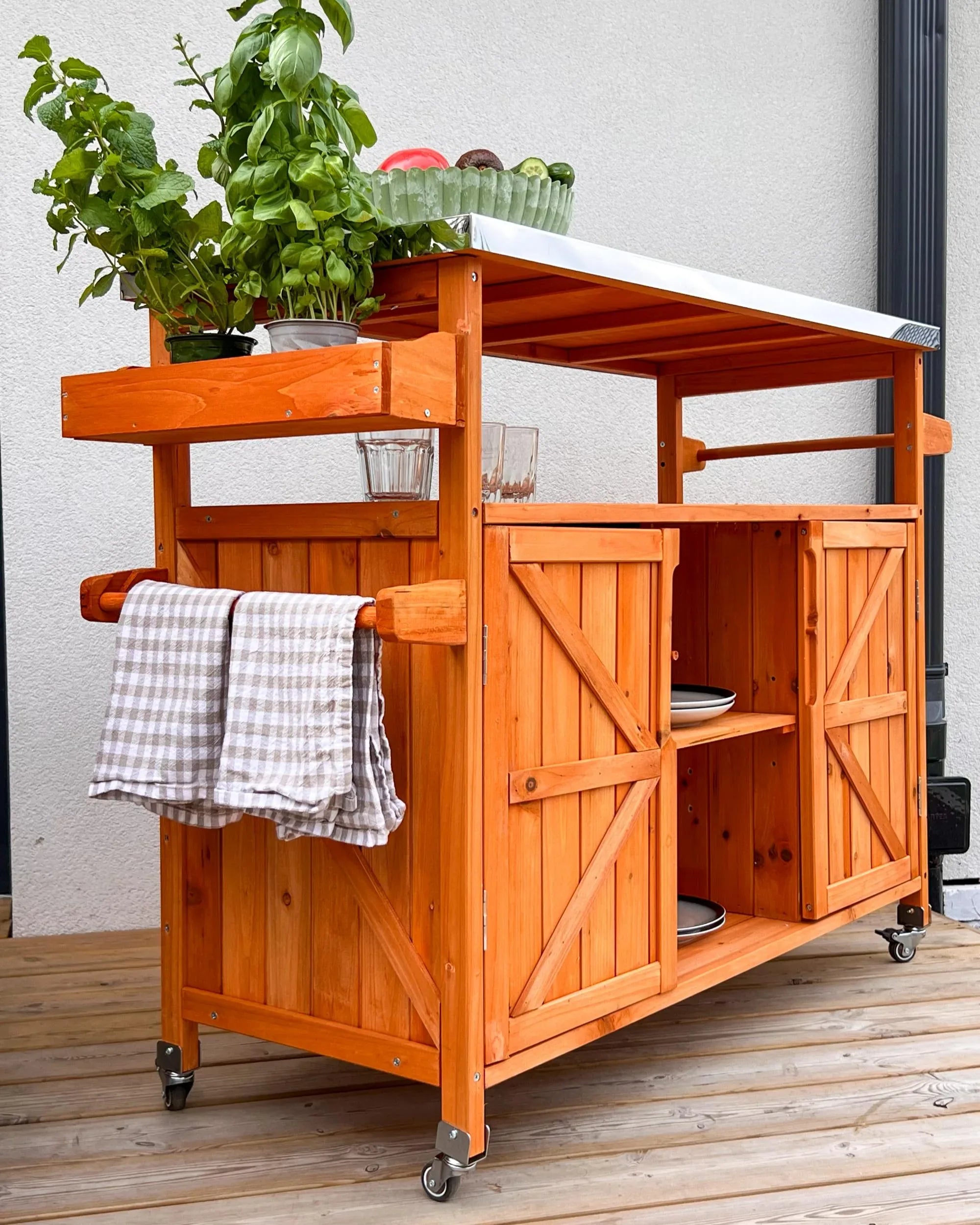 Îlot pour cuisine extérieure Bois de sapin Marron clair