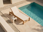 Chaise longue en bois d'acacia beige