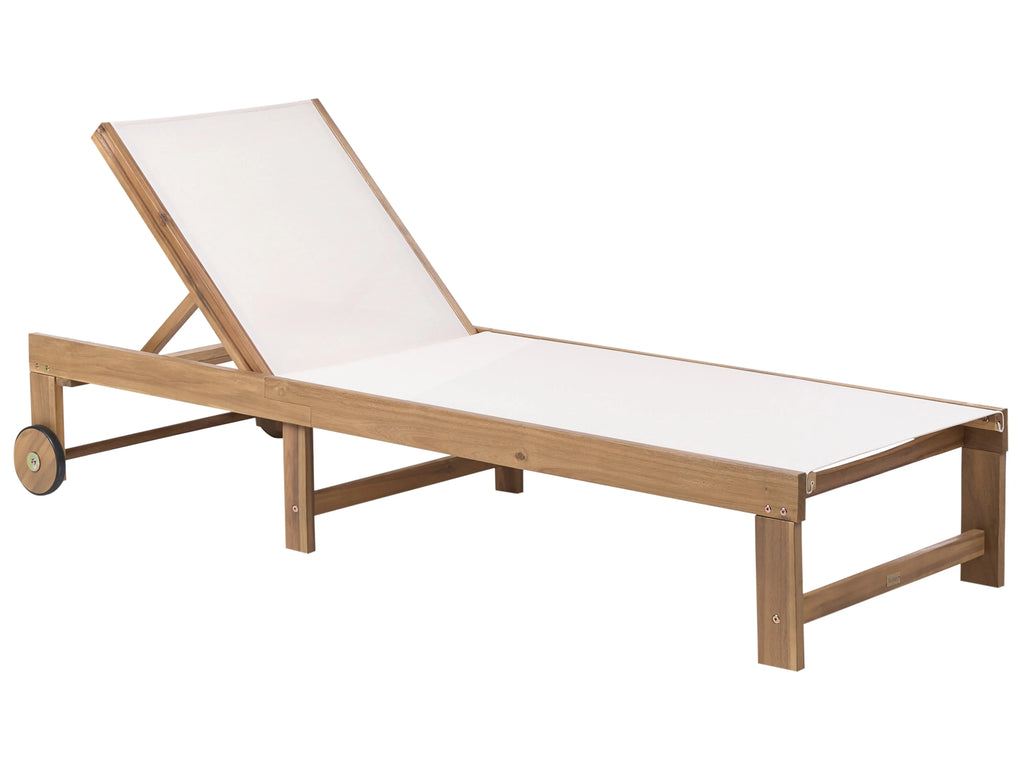 Chaise longue en bois d'acacia beige