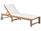 Chaise longue en bois d'acacia beige
