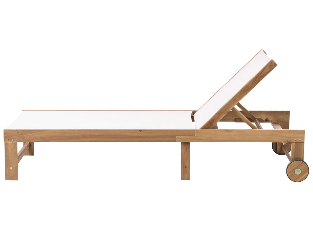 Chaise longue en bois d'acacia beige