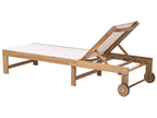 Chaise longue en bois d'acacia beige