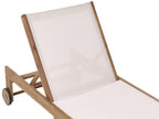 Chaise longue en bois d'acacia beige