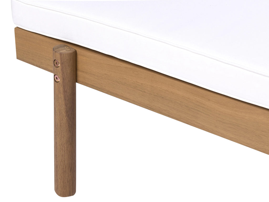 Chaise longue avec coussin Bois d'acacia Blanc
