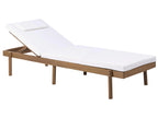 Chaise longue avec coussin Bois d'acacia Blanc