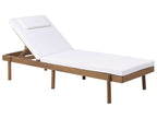 Chaise longue avec coussin Bois d'acacia Blanc
