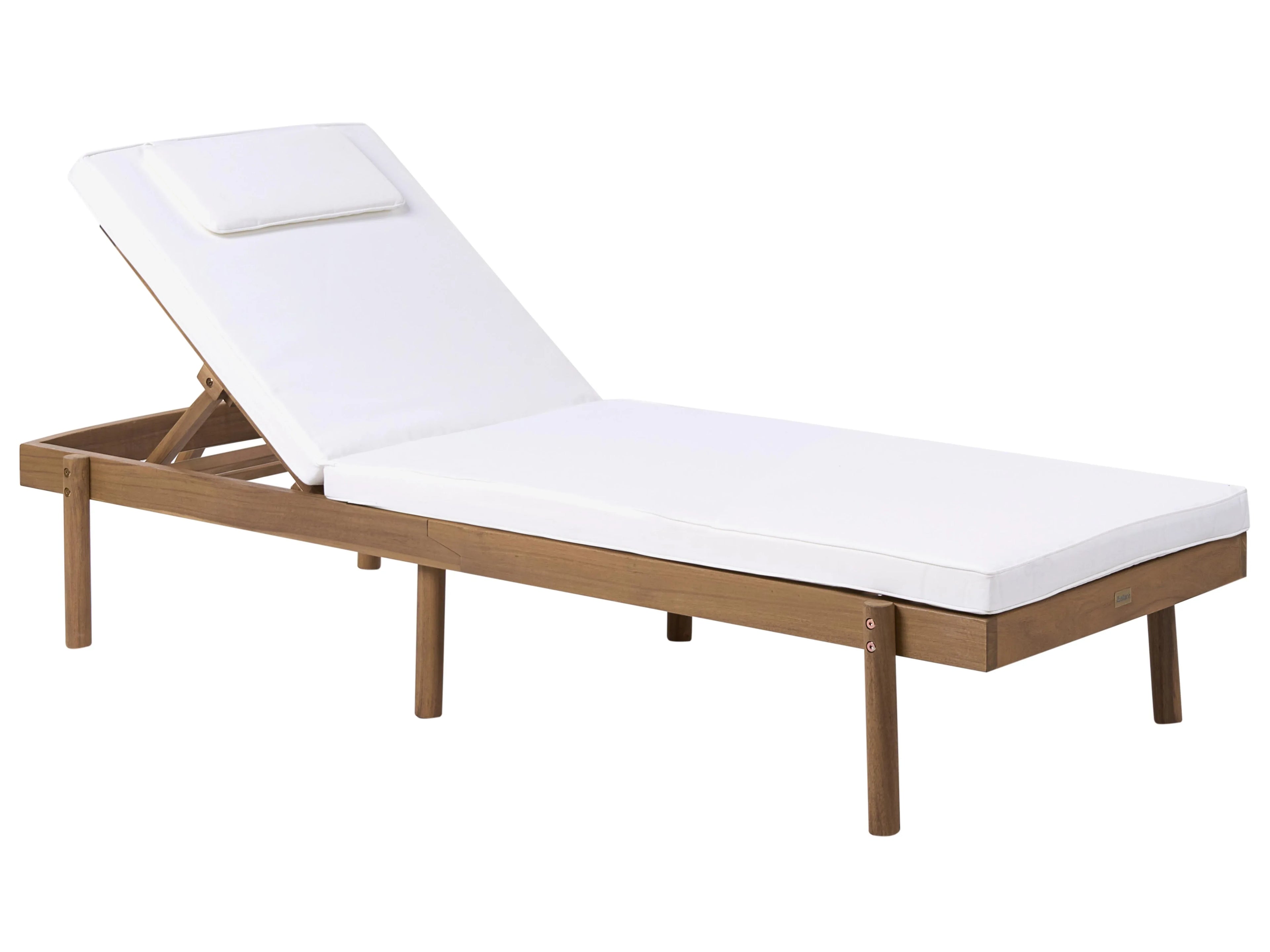 Chaise longue avec coussin Bois d'acacia Blanc