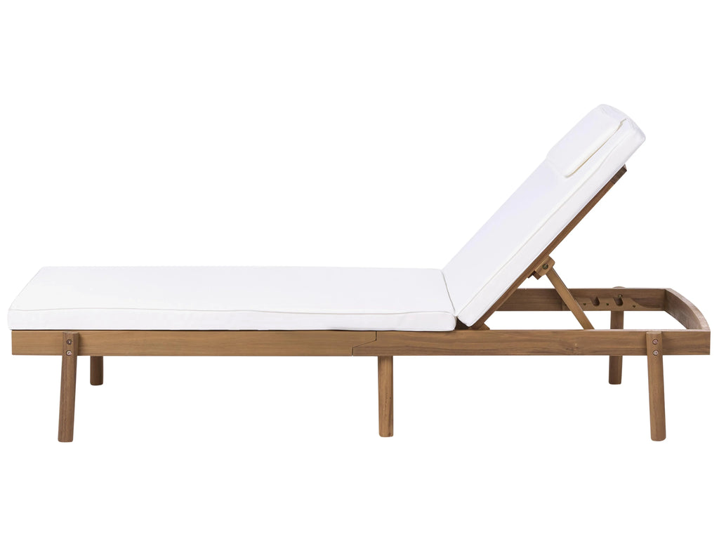 Chaise longue avec coussin Bois d'acacia Blanc