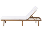 Chaise longue avec coussin Bois d'acacia Blanc